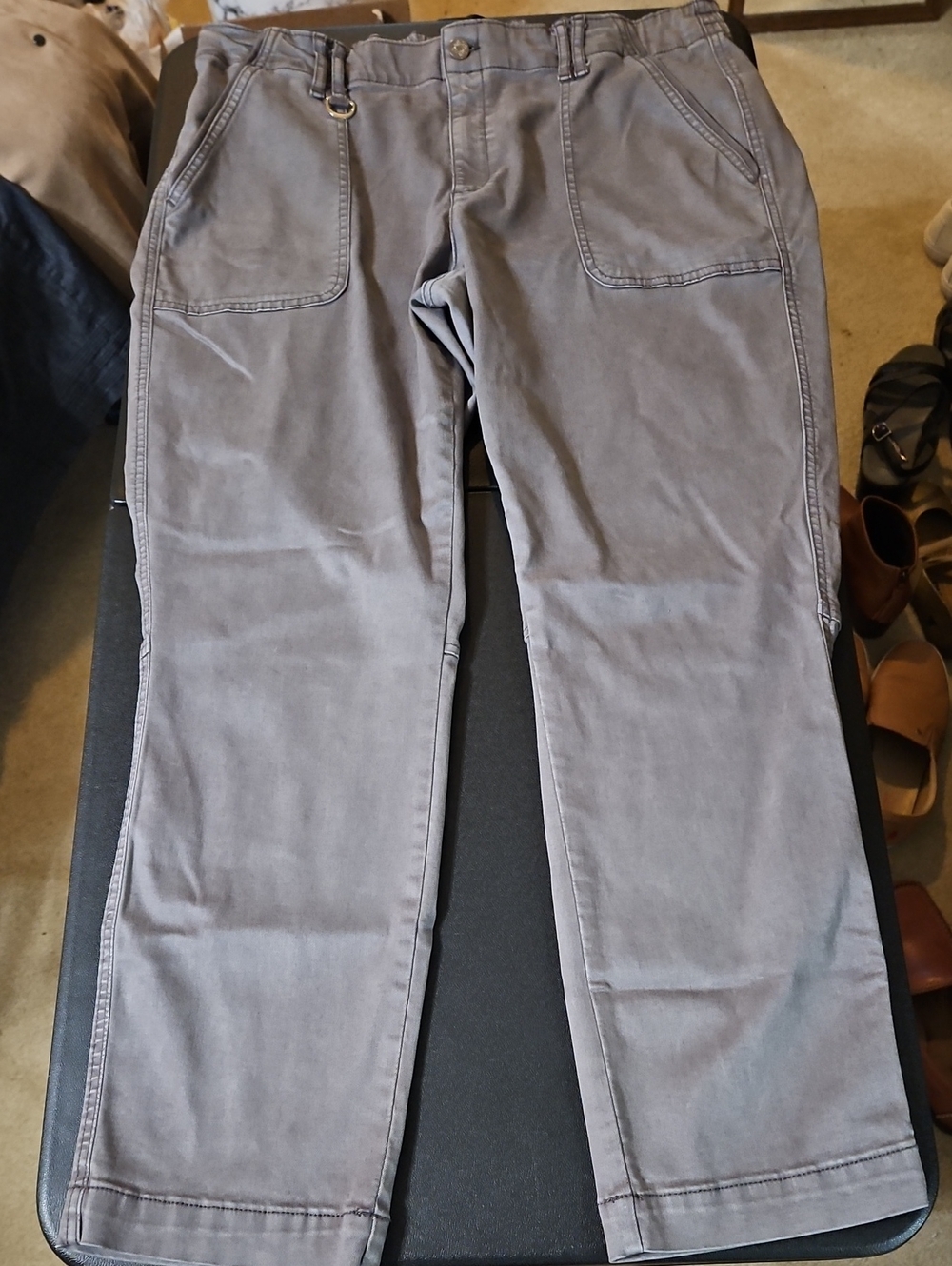 Women's Gray Utility Pants - Casual Stretch Trousers WHBM